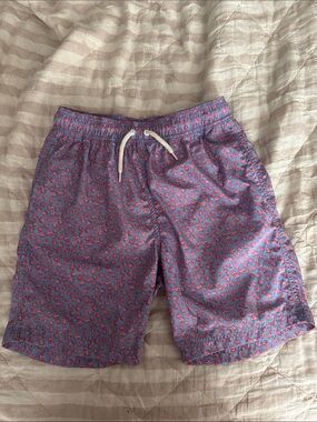 Crewcuts Purple Swim Trunks with Pink & Orange Floral Print, Boys Size 14